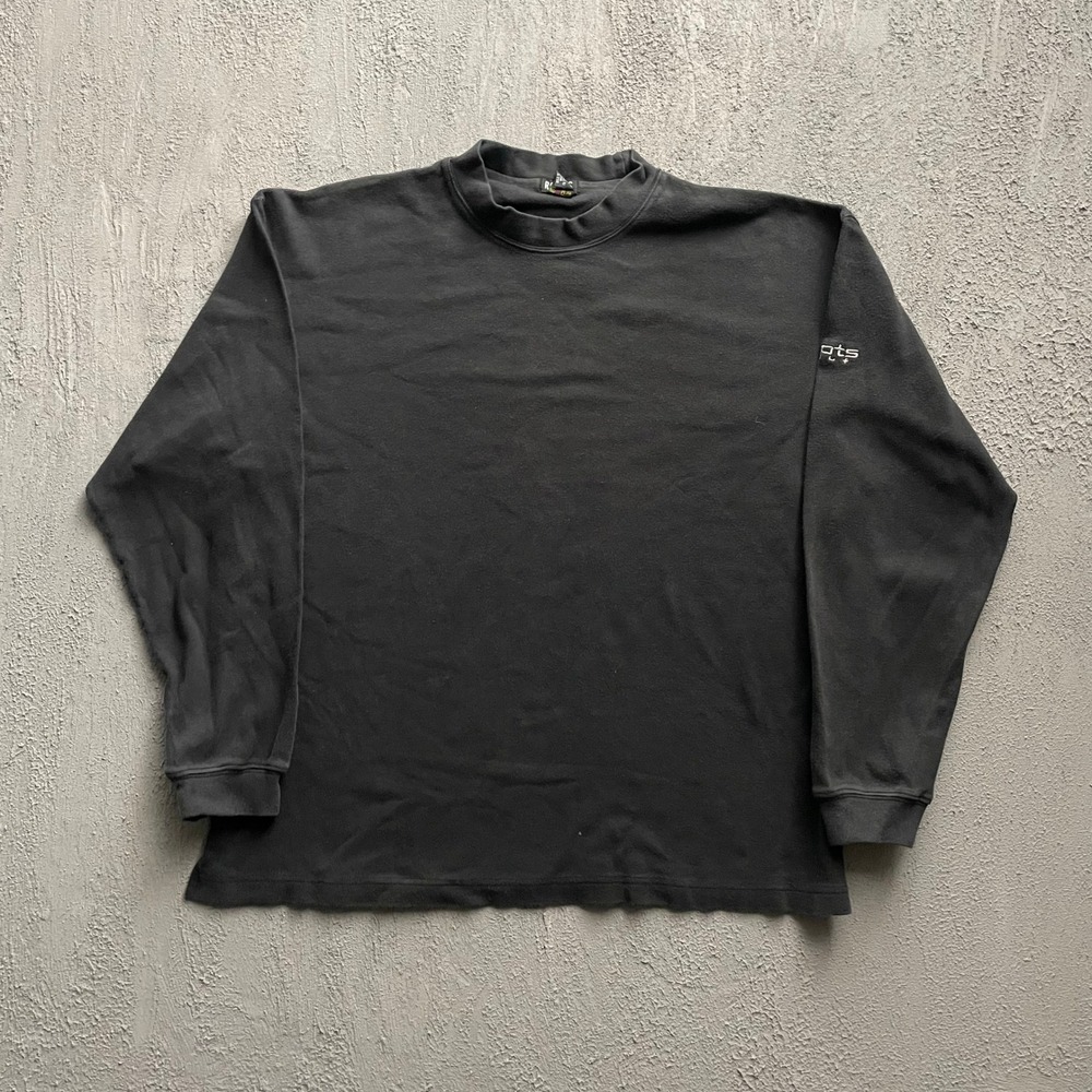 Vintage Roots Golf Mock Neck Long Sleeve T-Shirt Mens XXL Black 90s